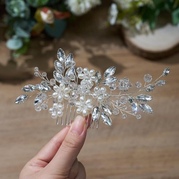 Wedding Hair Comb Pearl Bridal Hair Pins Flower Rhinestone Hair Accessory main image 8